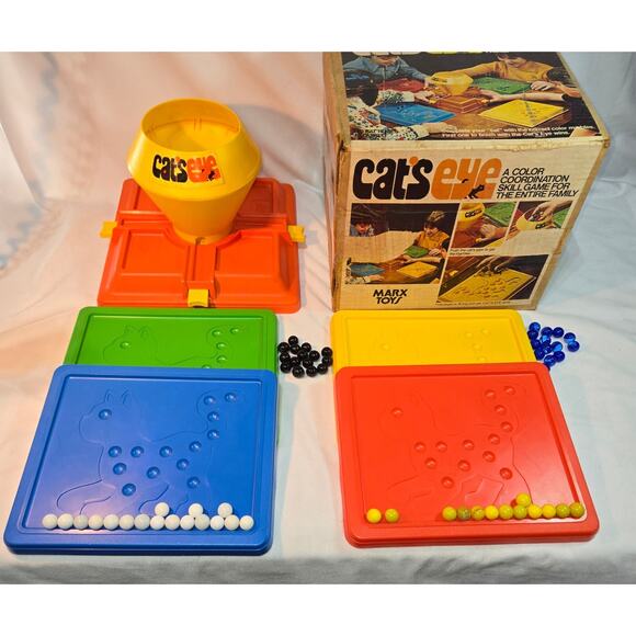 Marx Toys Cats Eye Marble Game Original Box Marble Machine Game Boards - Picture 2 of 16